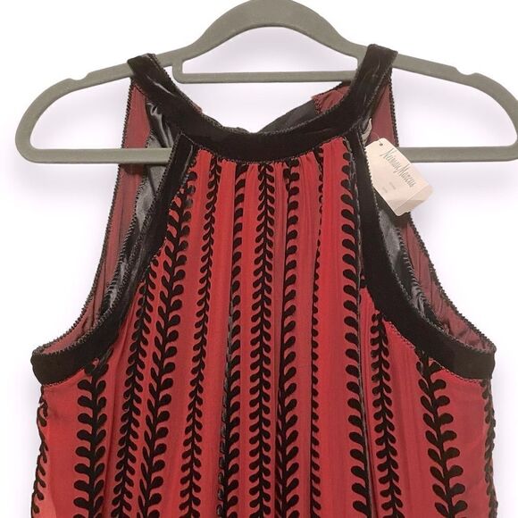 NWT - Max Studio Red Floral Velvet Shift Dress - Picture 3 of 8